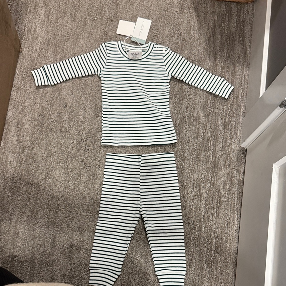 Classic Striped Kids Pajama Set - Black and White